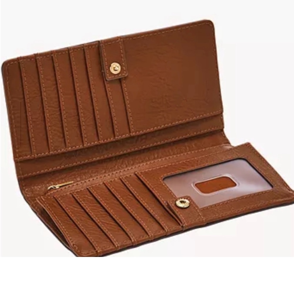 Burgundy Maroon Liza Leather Fossil Bifold Wallet - Picture 5 of 7